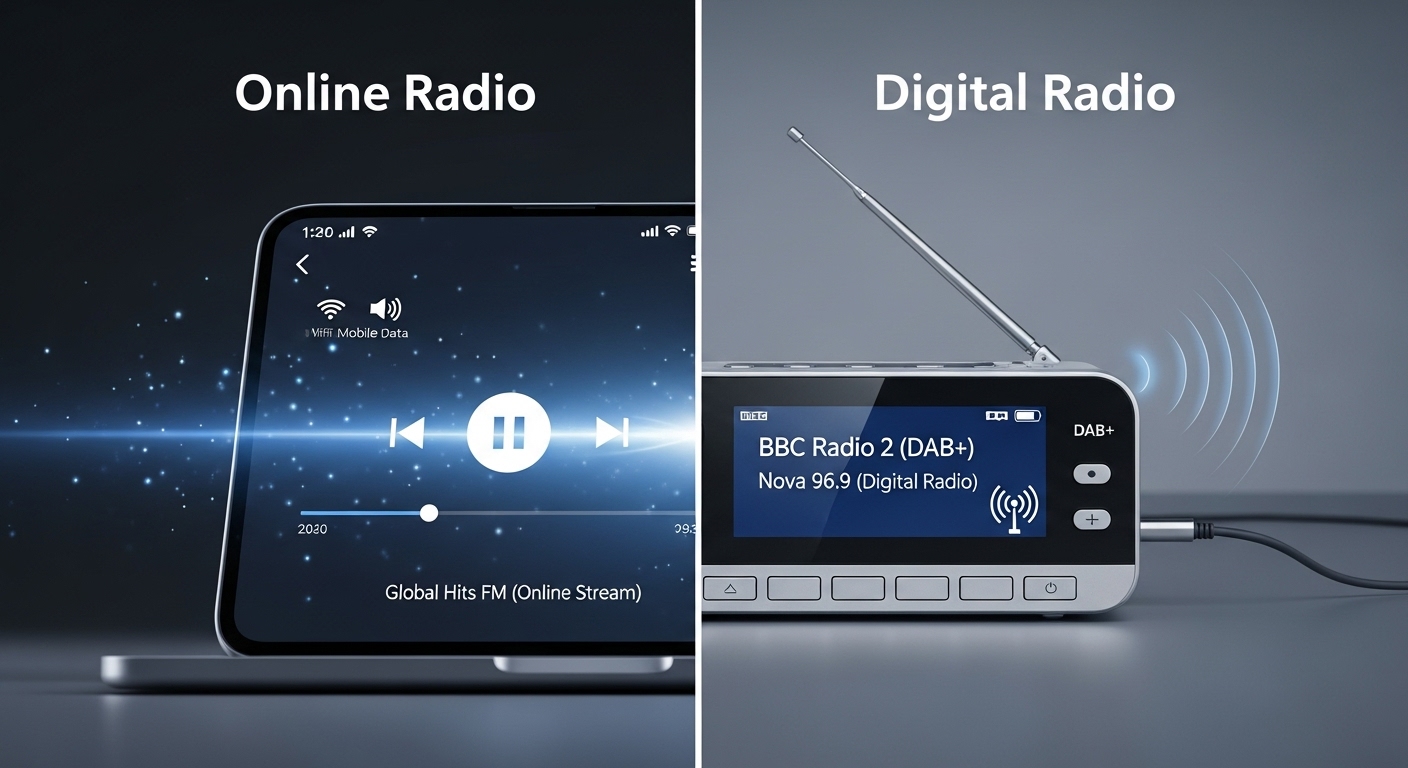 rádio online vs rádio digital diferenças